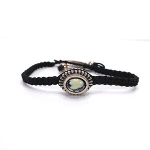 King Baby Studio Macrame Braided Bracelet Turquoise Centerpiece In Silver .925